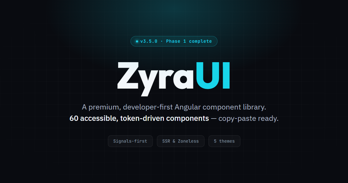 Zyra UI — Angular Component Library with Design Tokens